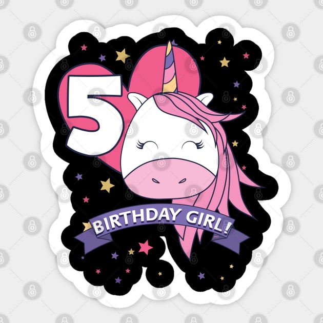 Birthday Girl! Unicorn 5th Birthday graphic design Gifts Sticker by creative